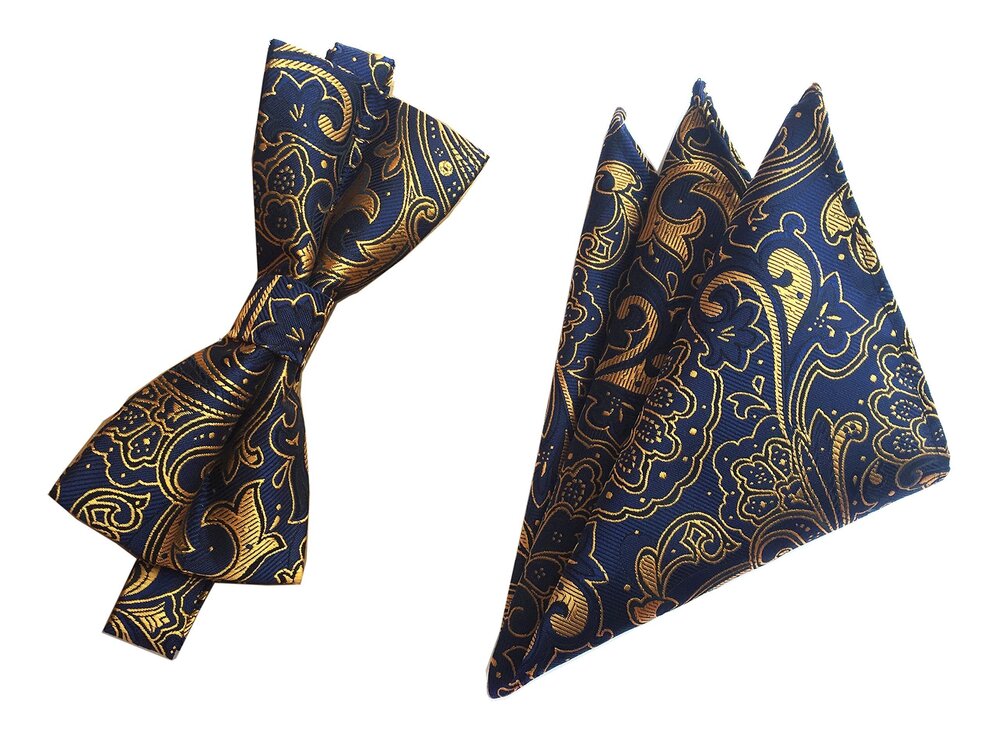3745 Kid Navy Blue Gold Autumn Silk Bow Tie Youth Beautiful Dress Best
